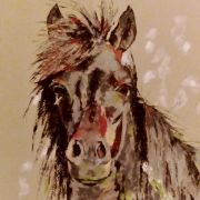 Portret konia 16 - pastel olejny, papier -