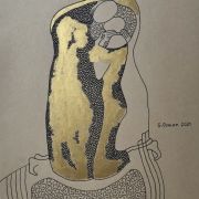 Seria złota - Pocałunek wg. Klimta - kompozycja G-86 - technika własna, papier - 40x28