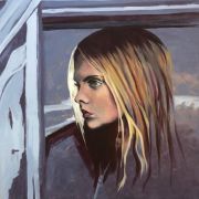 Dziewczyna w oknie - akryl, płótno - 80x80